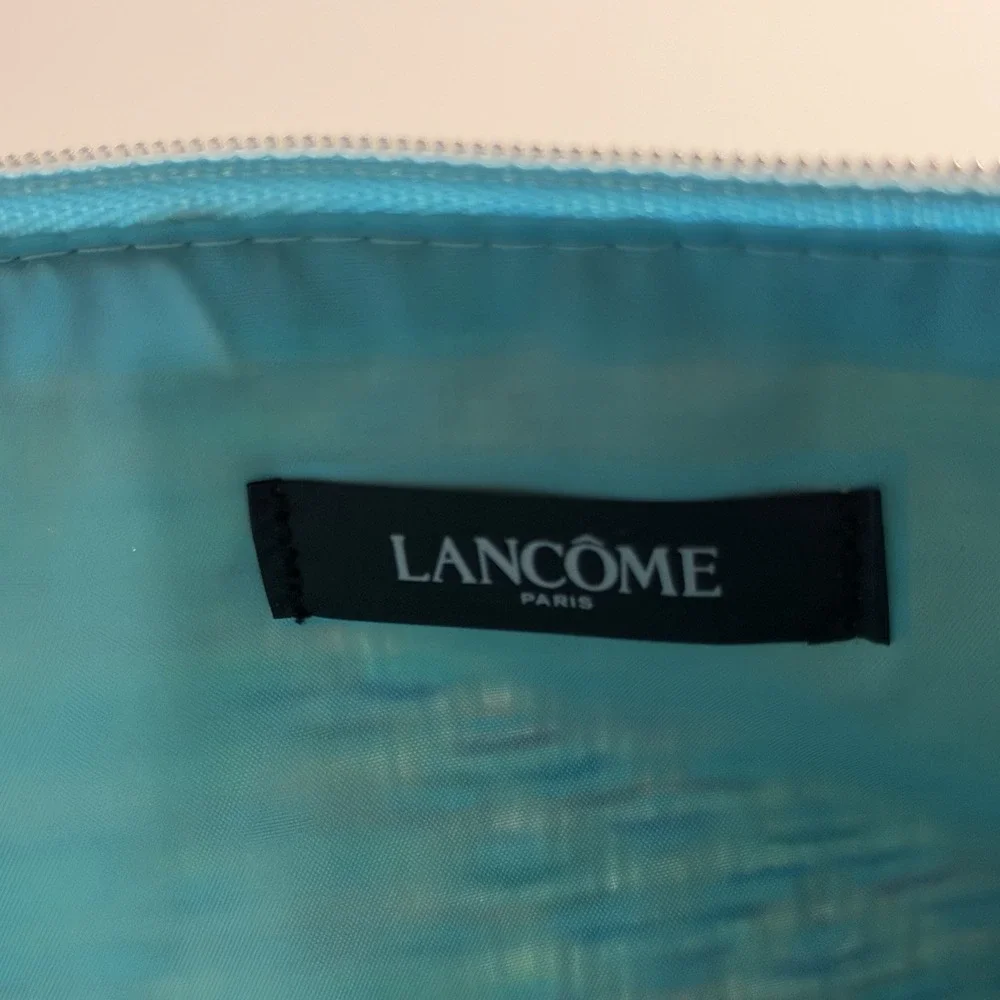 Lancome Cosmetic Bag Woven Blue Multicolored Tasseled Make Up Bag Travel Storage